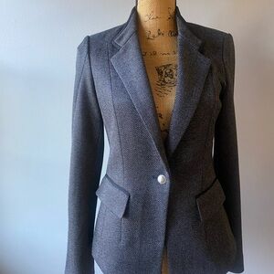 White House Black Market Sz 4 Dark Grey/Black Herringbone Women’s Blazer